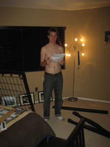 Drew about to begin crib assembly