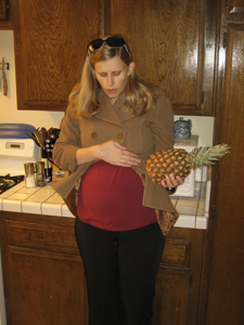 Amanda ponders baby Pineapple