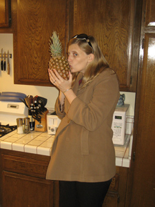 Amanda kisses baby Pineapple