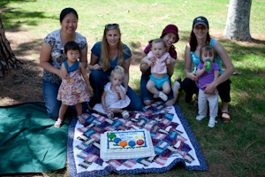 The birthday girls and their moms