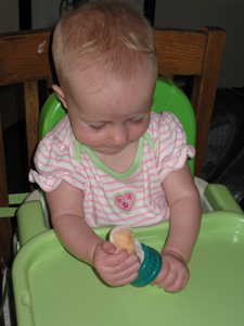 Adria not eating her cantaloupe