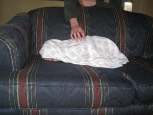 Side view of Adria sleeping at the party Side view of Adria sleeping at the party
