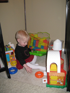 Adria playing in her toy nook Adria playing in her toy nook