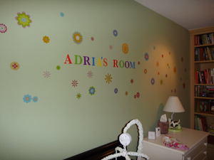 A closeup of the flower wall