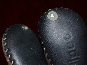 Holes in the soles almost all the way through