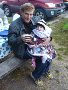 Adria bundled up in the morning