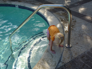 Adria dipping her toes into the pool Adria dipping her toes into the pool