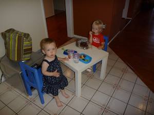 Adria and Helen at the kid's table Adria and Helen at the kid's table