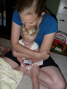 Amanda giving Adria a hug Amanda giving Adria a hug