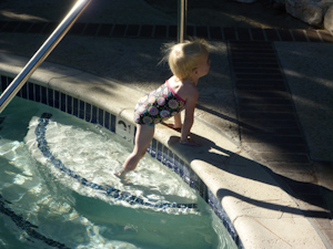 Adria loves to climb in and out of the pool Adria loves to climb in and out of the pool