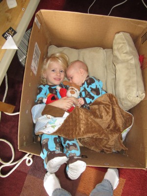 Adria and Austin sharing the box