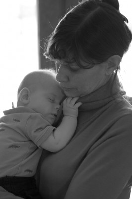 Austin napping with Grandma