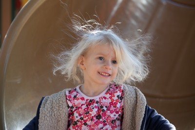 Amanda thinks that I take too many photos of Adria with static hair