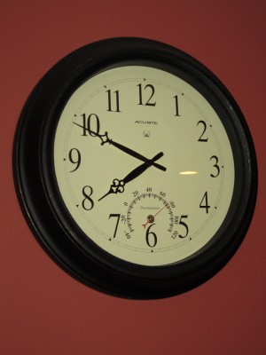 Little hand on the 8, big hand near the 12...bedtime!